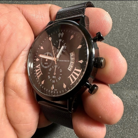 Economicxi mens quartz fashion watch black case strap and dial date just working - Picture 4 of 11